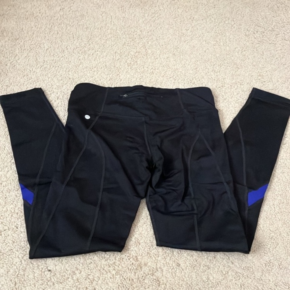 Vimmia Black Blue compression performance athletic leggings, small, full length
